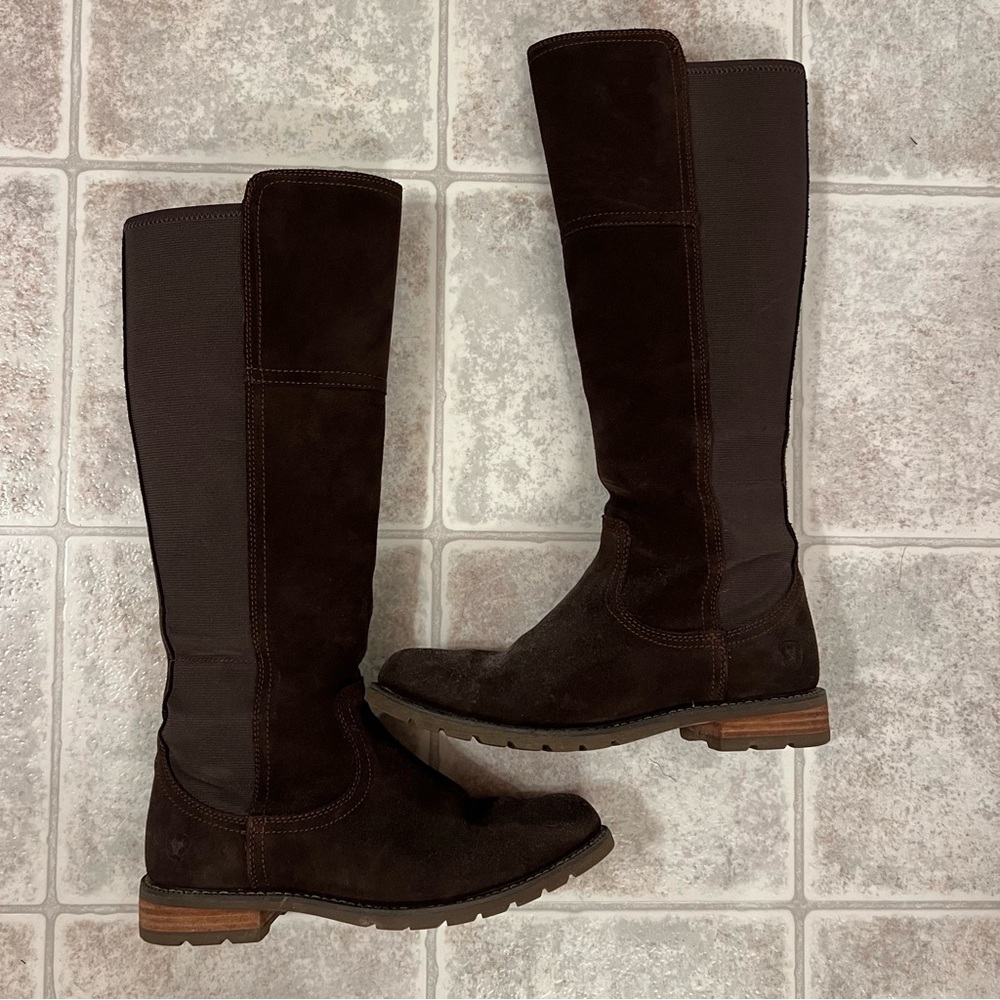 Ariat Sutton H2O Womens Size 7 Boots Brown Leather Knee High Zip Up Western